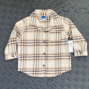 Old Navy Beige and Gray Plaid Baby Button-Down Shirt